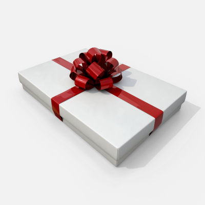 Gift Box - Flat Rectangular with Tied Ribbon Rosette