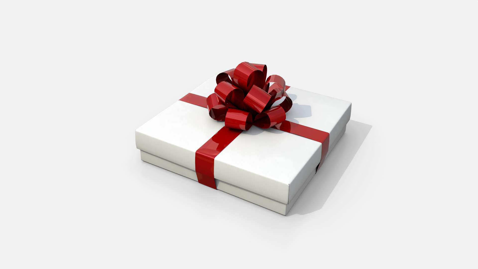 Gift Box - Flat Regular with Tied Ribbon Rosette 3D Model