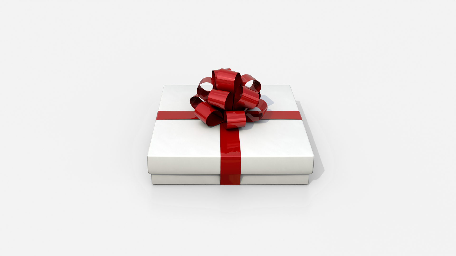 Gift Box - Flat Regular with Tied Ribbon Rosette 3D Model
