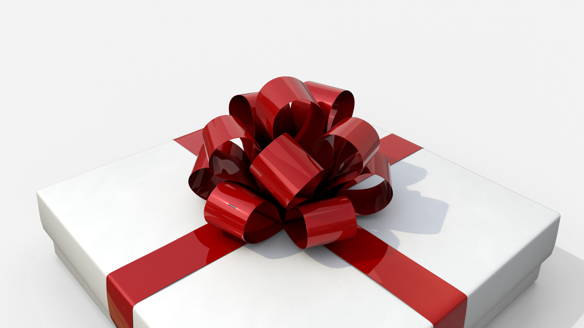 Gift Box - Flat Regular with Tied Ribbon Rosette 3D Model