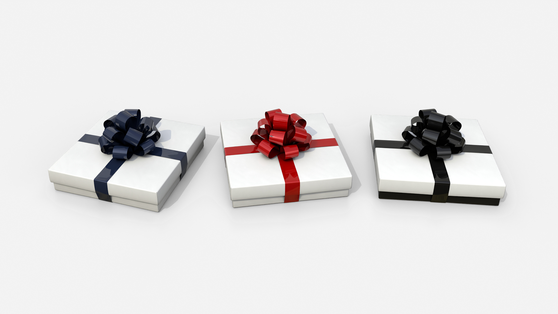Gift Box - Flat Regular with Tied Ribbon Rosette 3D Model
