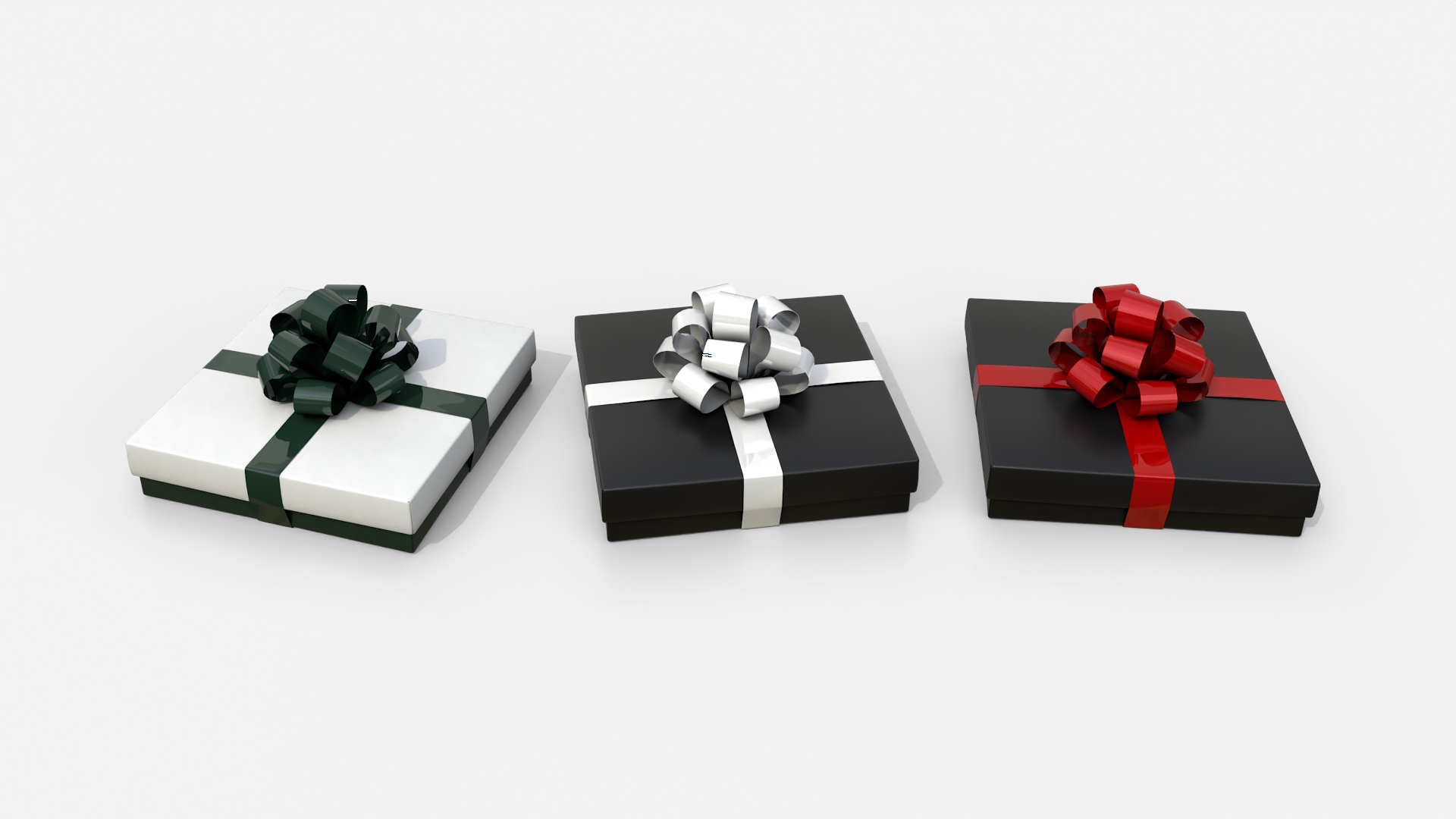 Gift Box - Flat Regular with Tied Ribbon Rosette 3D Model