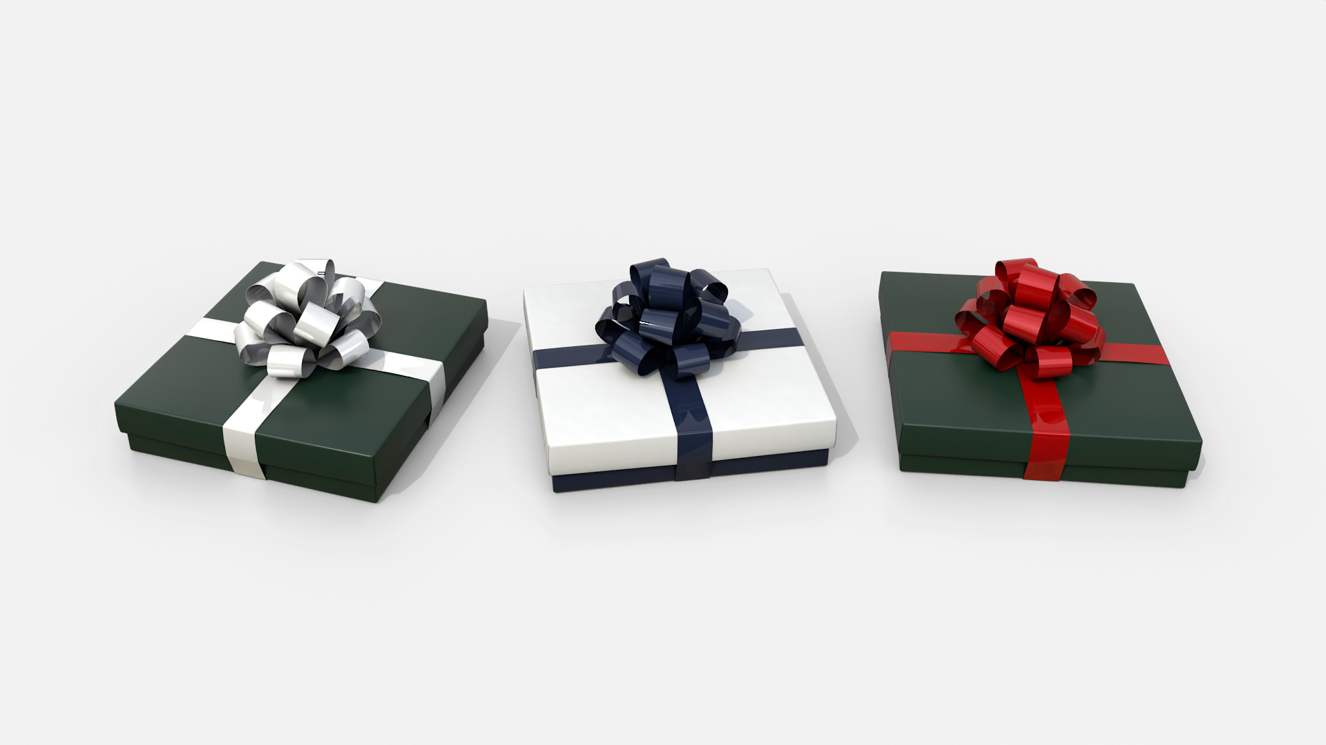 Gift Box - Flat Regular with Tied Ribbon Rosette 3D Model
