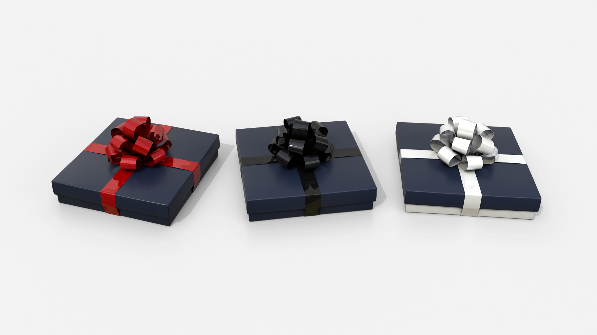 Gift Box - Flat Regular with Tied Ribbon Rosette 3D Model