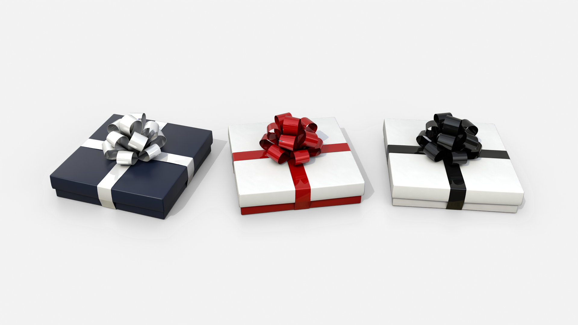 Gift Box - Flat Regular with Tied Ribbon Rosette 3D Model