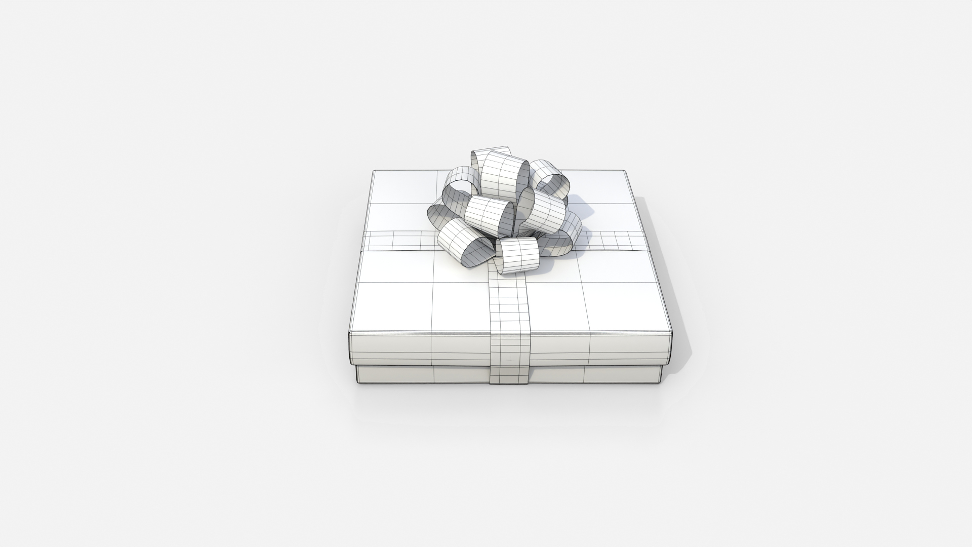 Gift Box - Flat Regular with Tied Ribbon Rosette 3D Model