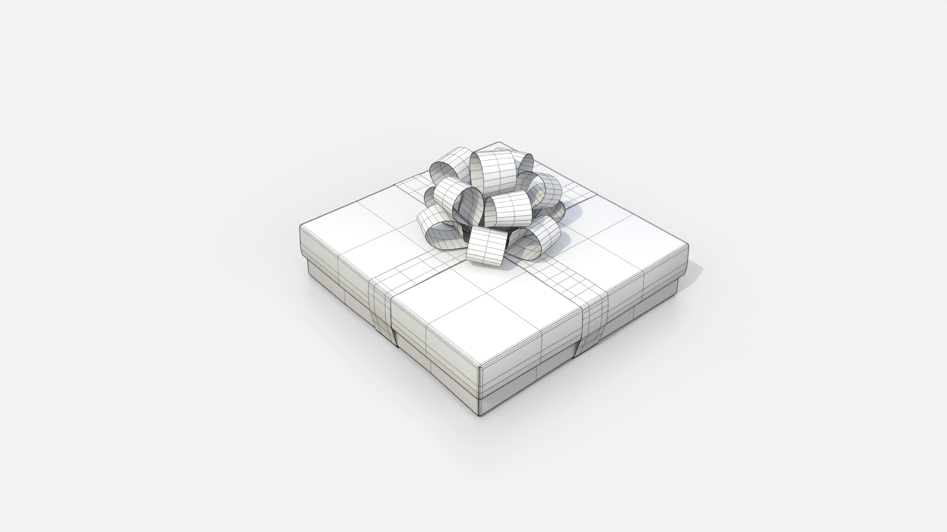 Gift Box - Flat Regular with Tied Ribbon Rosette 3D Model