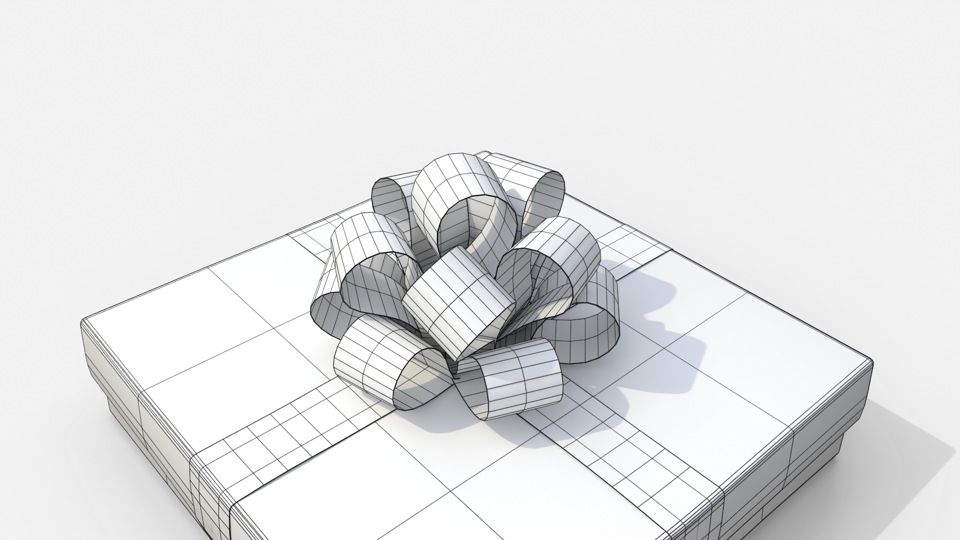Gift Box - Flat Regular with Tied Ribbon Rosette 3D Model