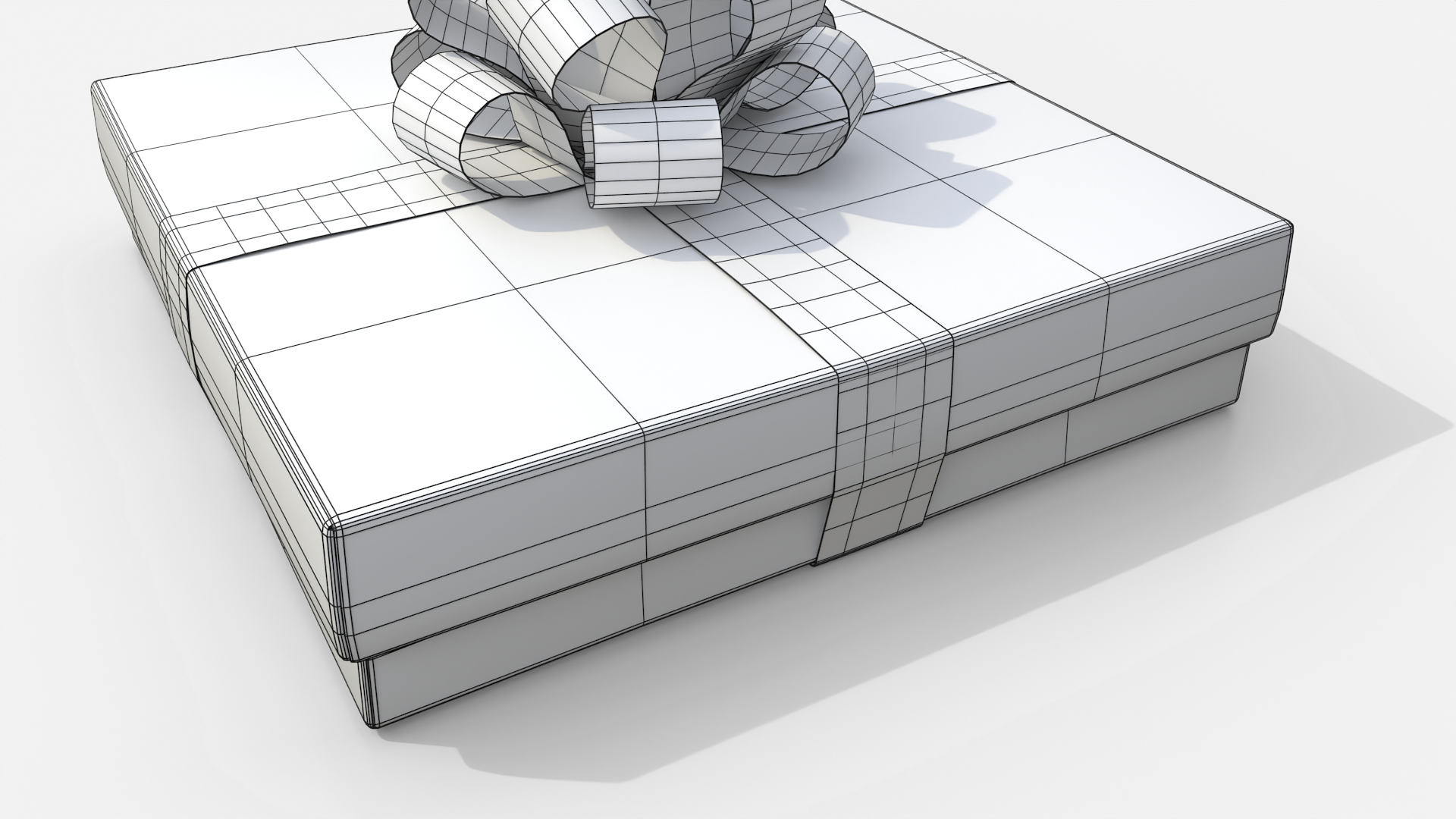 Gift Box - Flat Regular with Tied Ribbon Rosette 3D Model