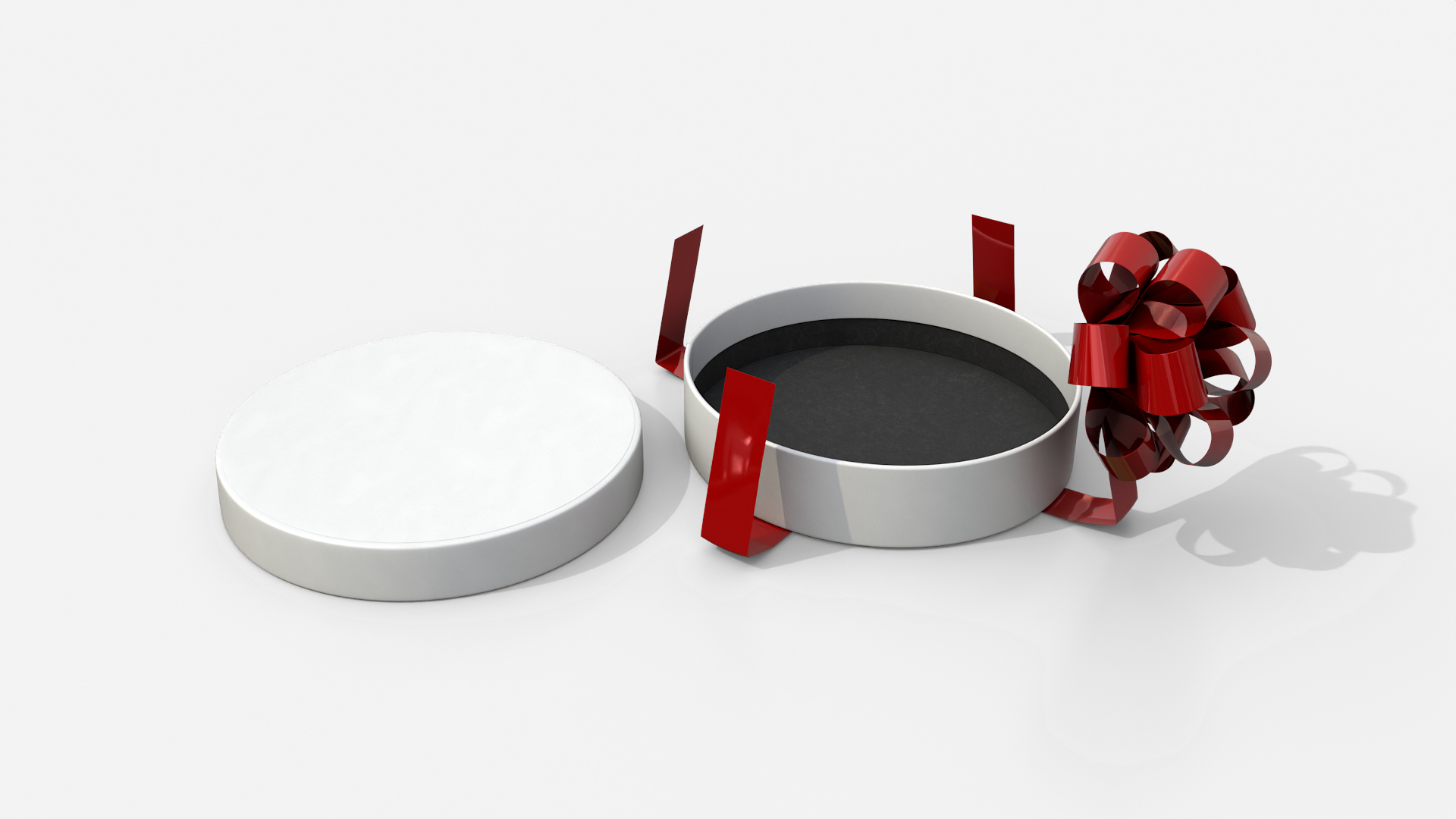 Gift Box - Flat Round with Tied Ribbon Rosette 3D Model