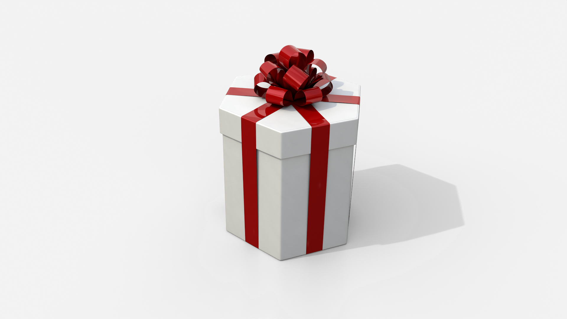 Gift Box - Hexagon with Tied Ribbon Rosette 3D Model