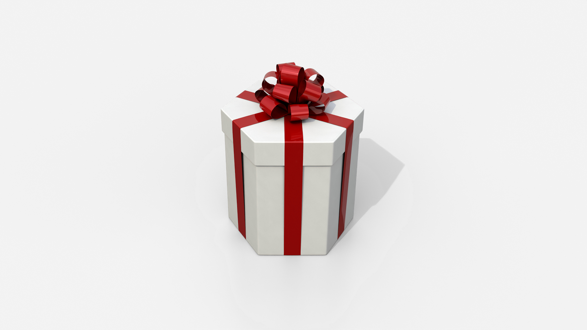 Gift Box - Hexagon with Tied Ribbon Rosette 3D Model