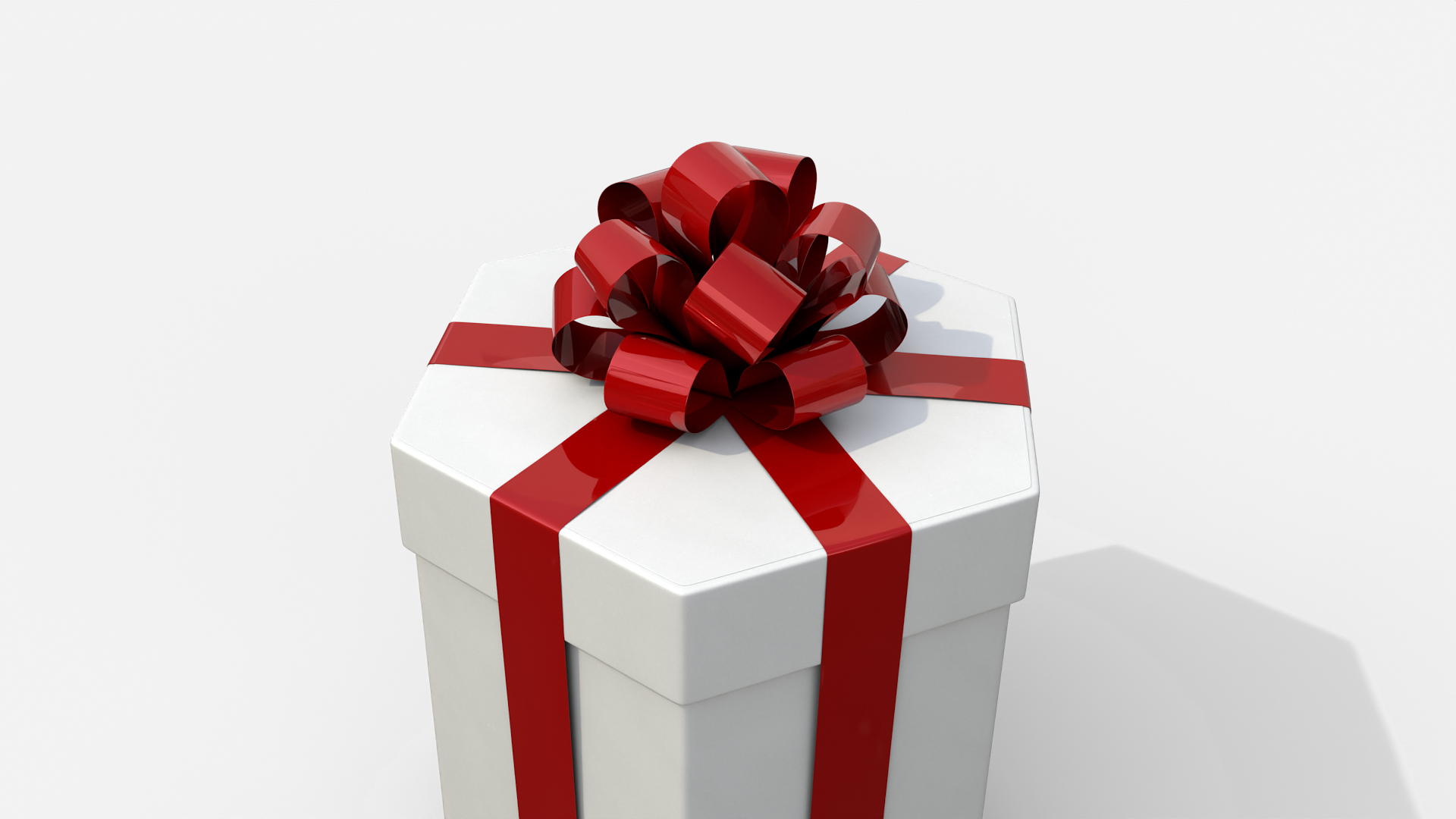 Gift Box - Hexagon with Tied Ribbon Rosette 3D Model