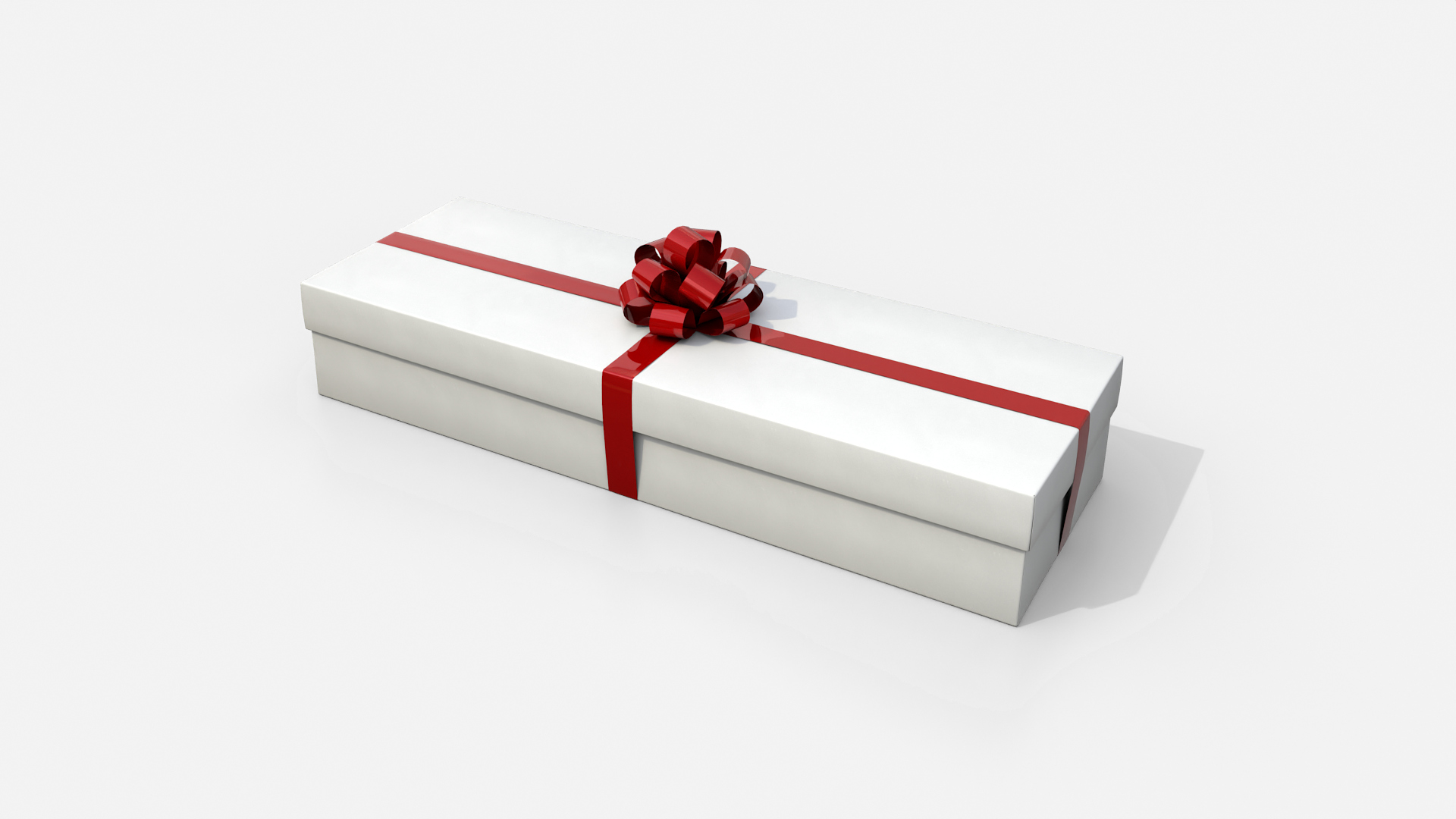 Gift Box - Long Rectangular with Tied Ribbon Rosette 3D Model