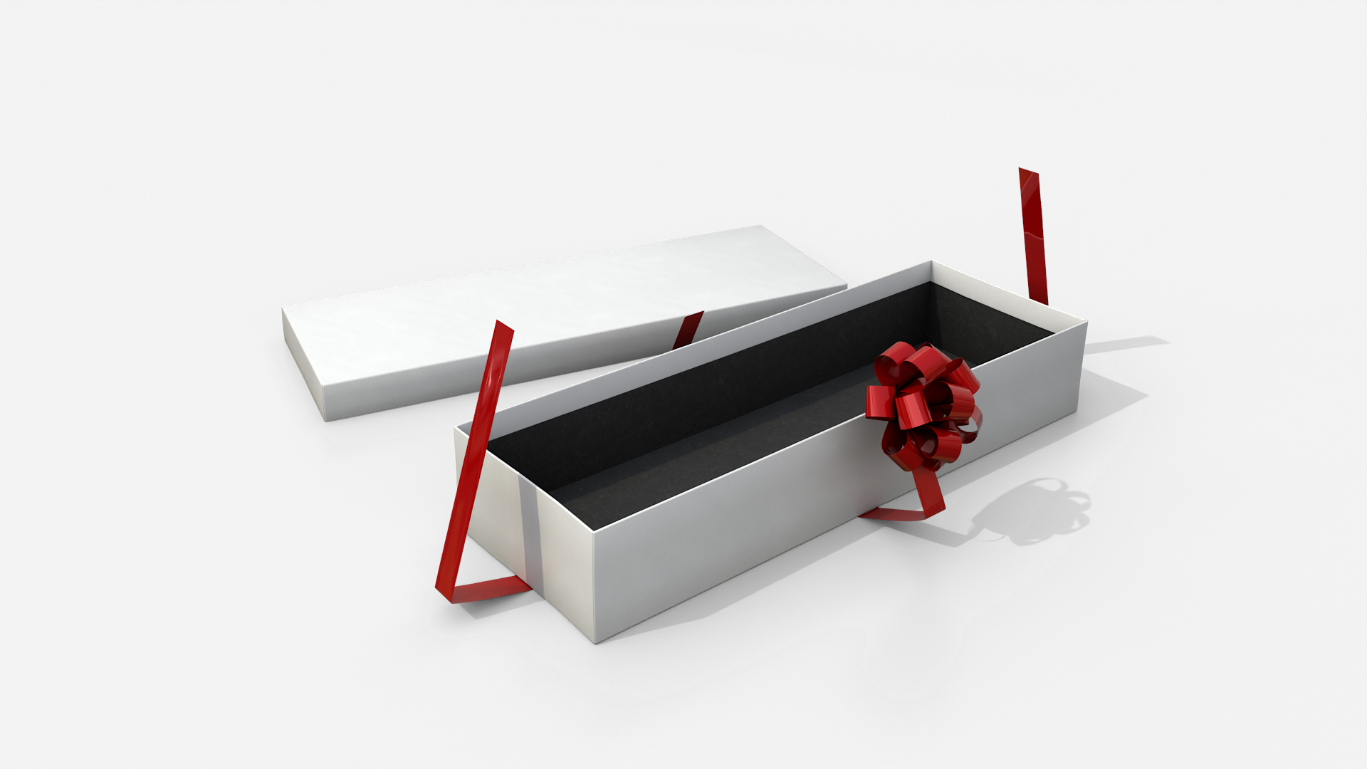 Gift Box - Long Rectangular with Tied Ribbon Rosette 3D Model
