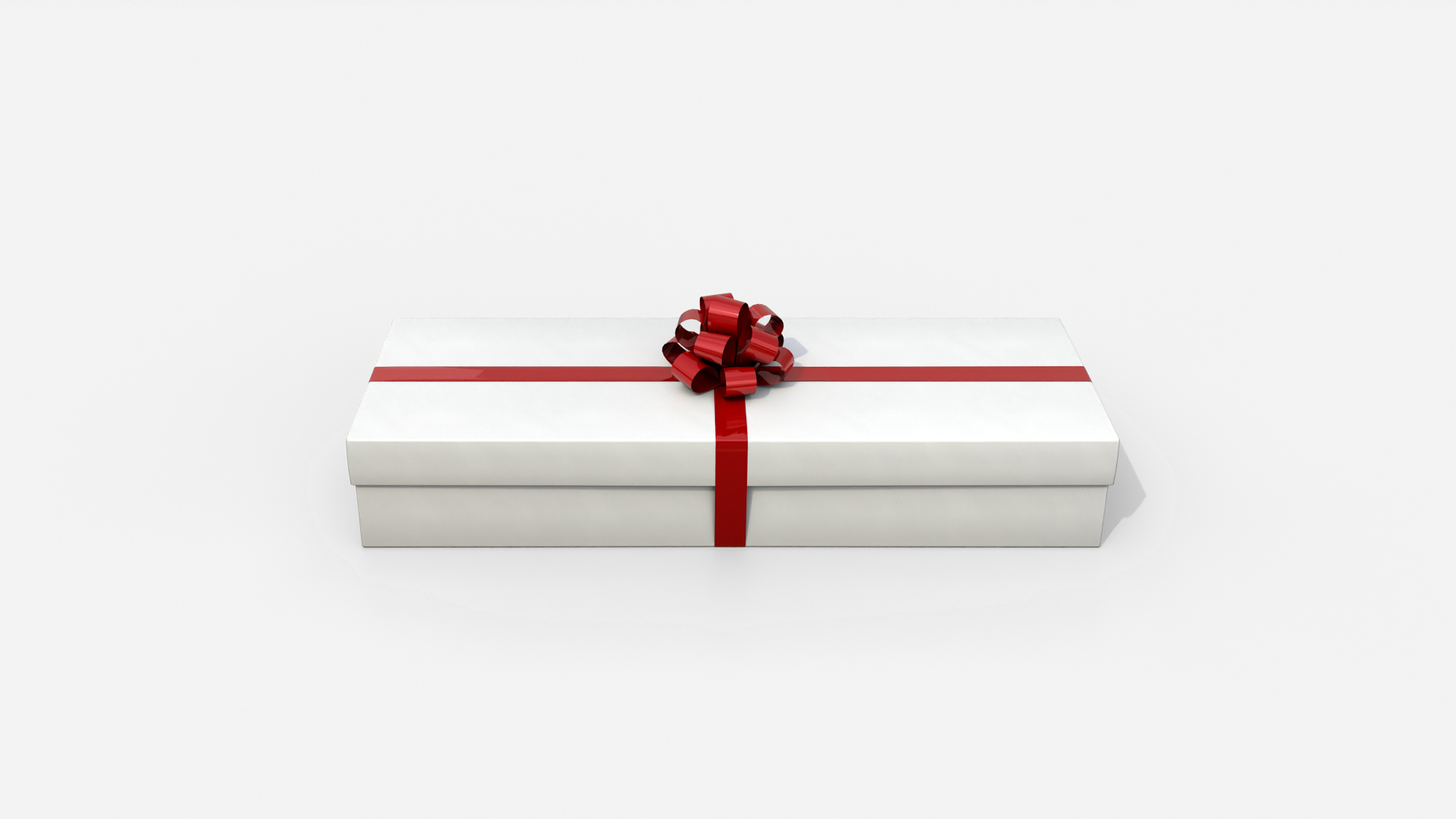 Gift Box - Long Rectangular with Tied Ribbon Rosette 3D Model