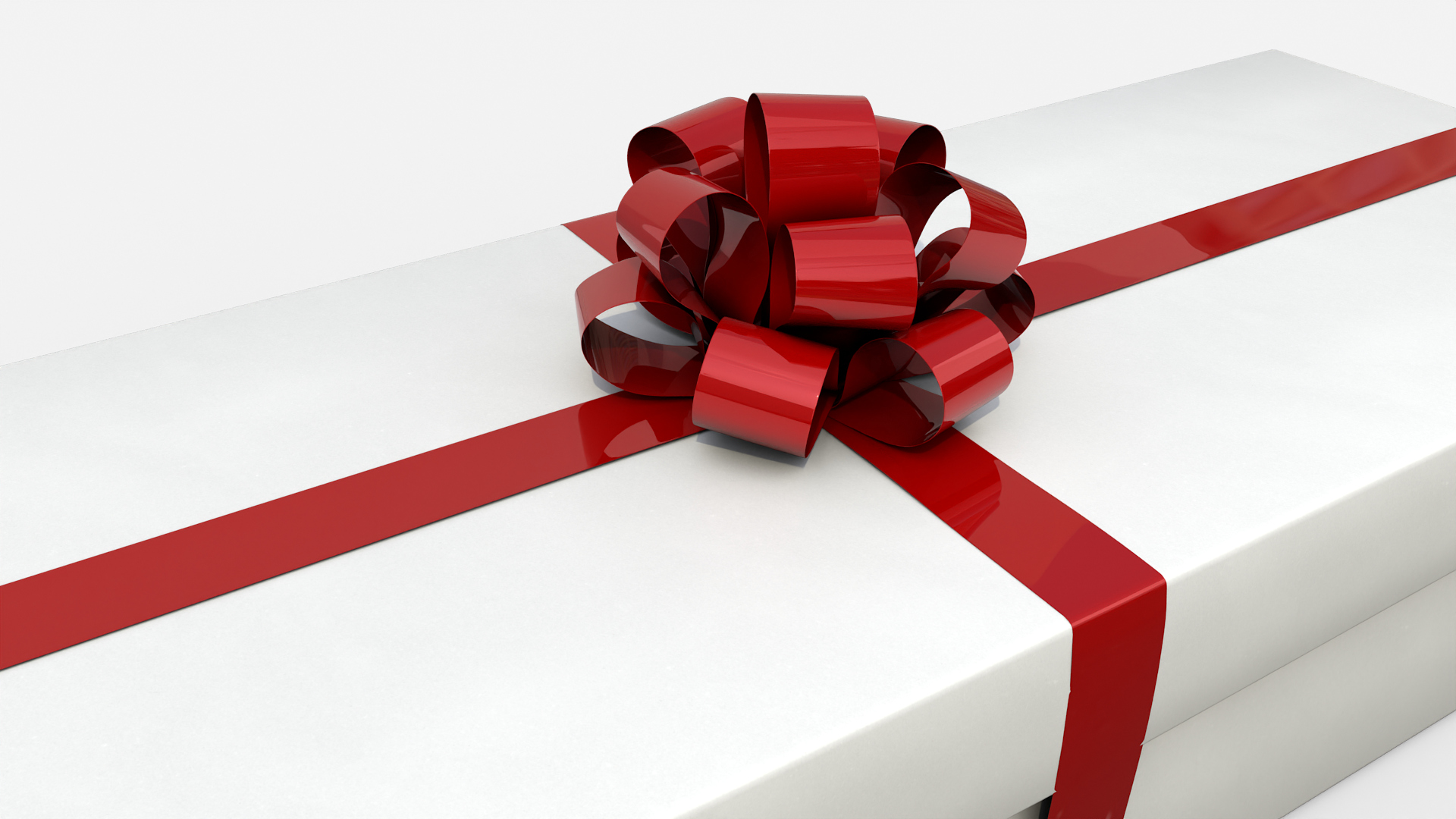 Gift Box - Long Rectangular with Tied Ribbon Rosette 3D Model