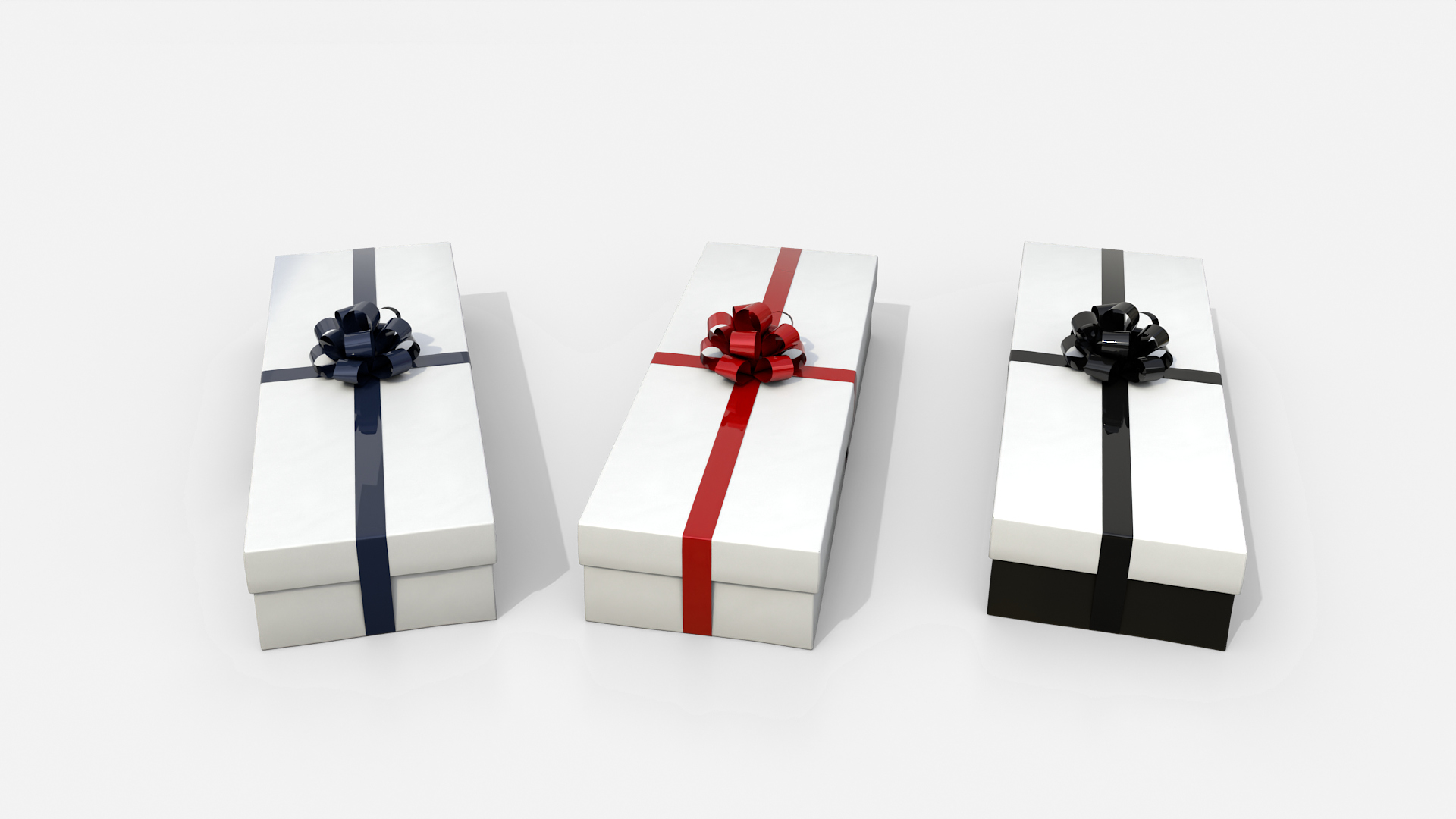 Gift Box - Long Rectangular with Tied Ribbon Rosette 3D Model