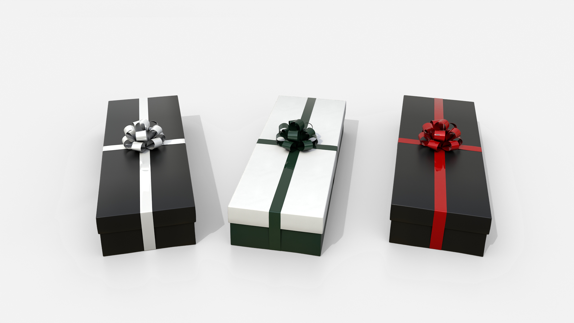 Gift Box - Long Rectangular with Tied Ribbon Rosette 3D Model