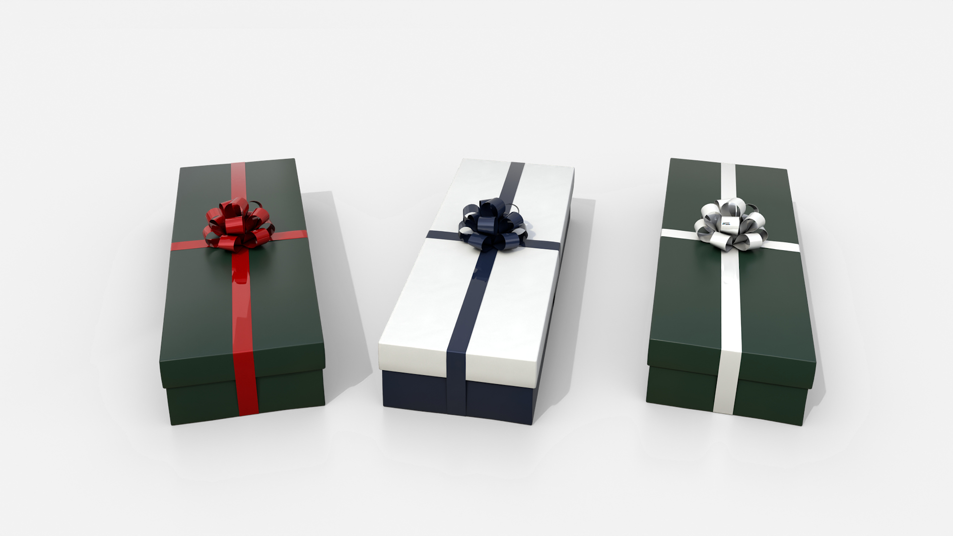Gift Box - Long Rectangular with Tied Ribbon Rosette 3D Model
