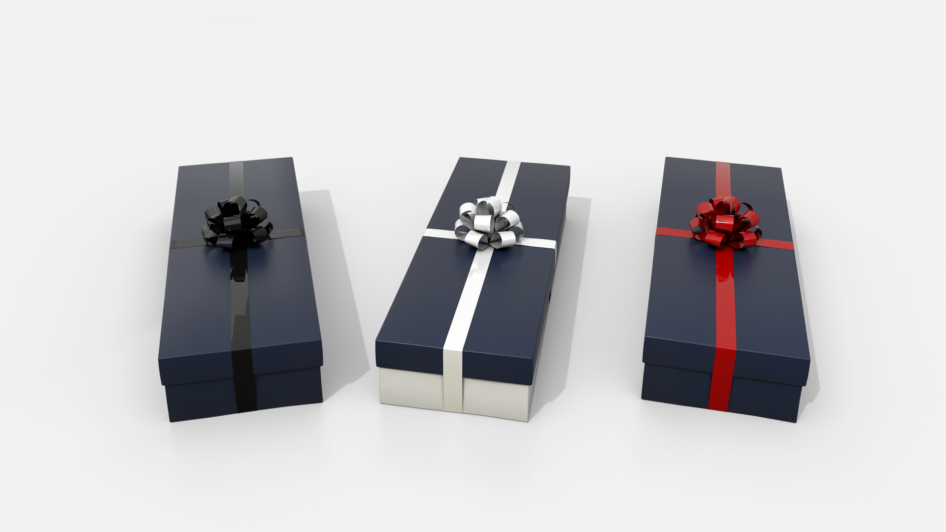 Gift Box - Long Rectangular with Tied Ribbon Rosette 3D Model