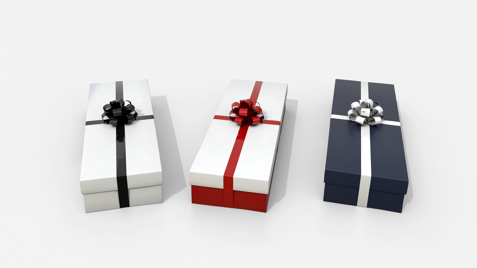 Gift Box - Long Rectangular with Tied Ribbon Rosette 3D Model