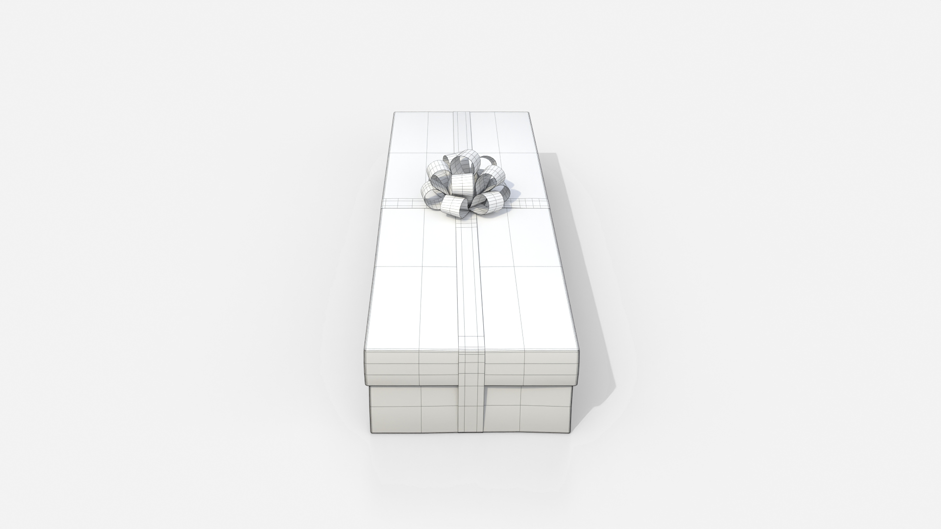 Gift Box - Long Rectangular with Tied Ribbon Rosette 3D Model