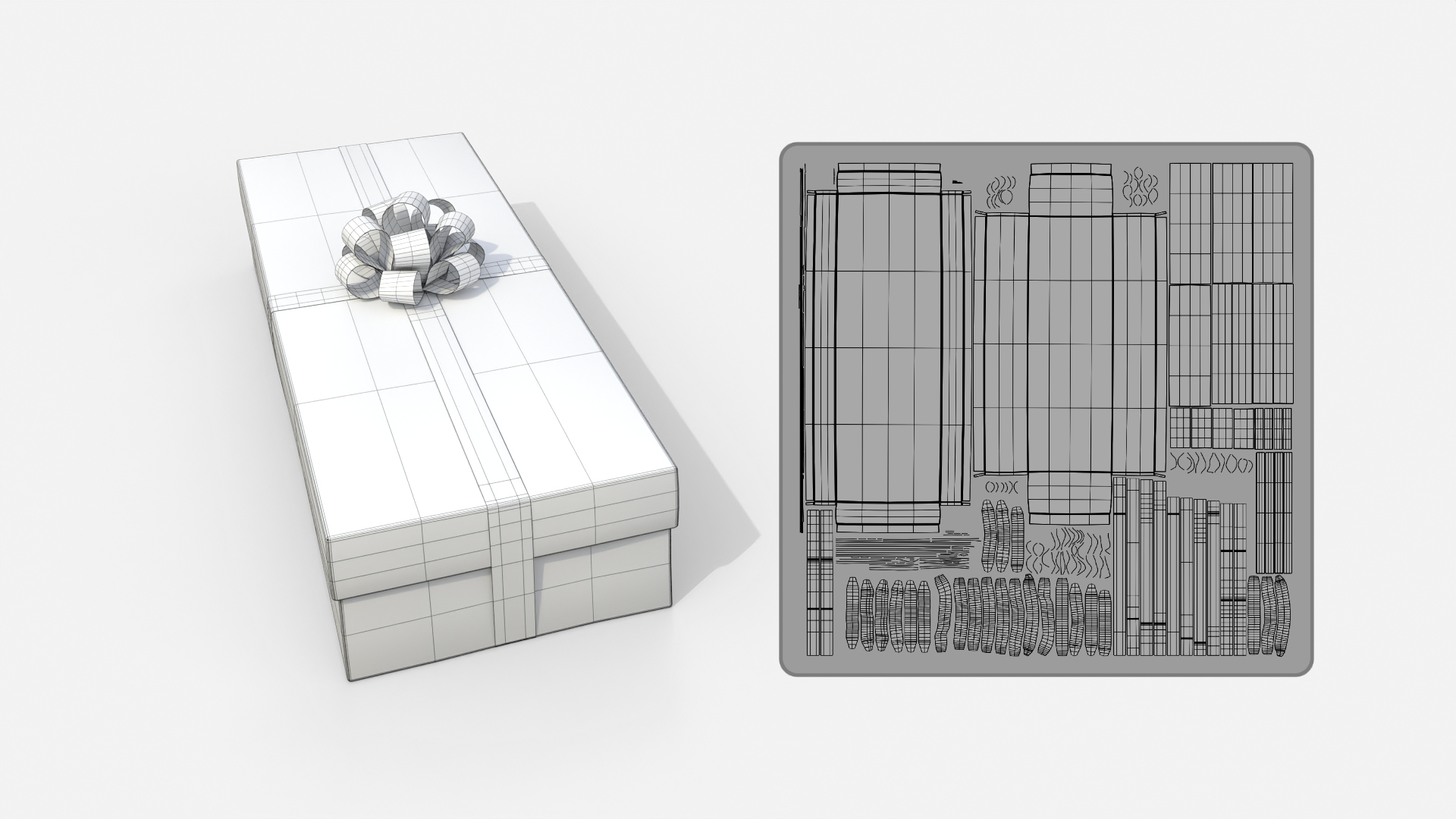Gift Box - Long Rectangular with Tied Ribbon Rosette 3D Model