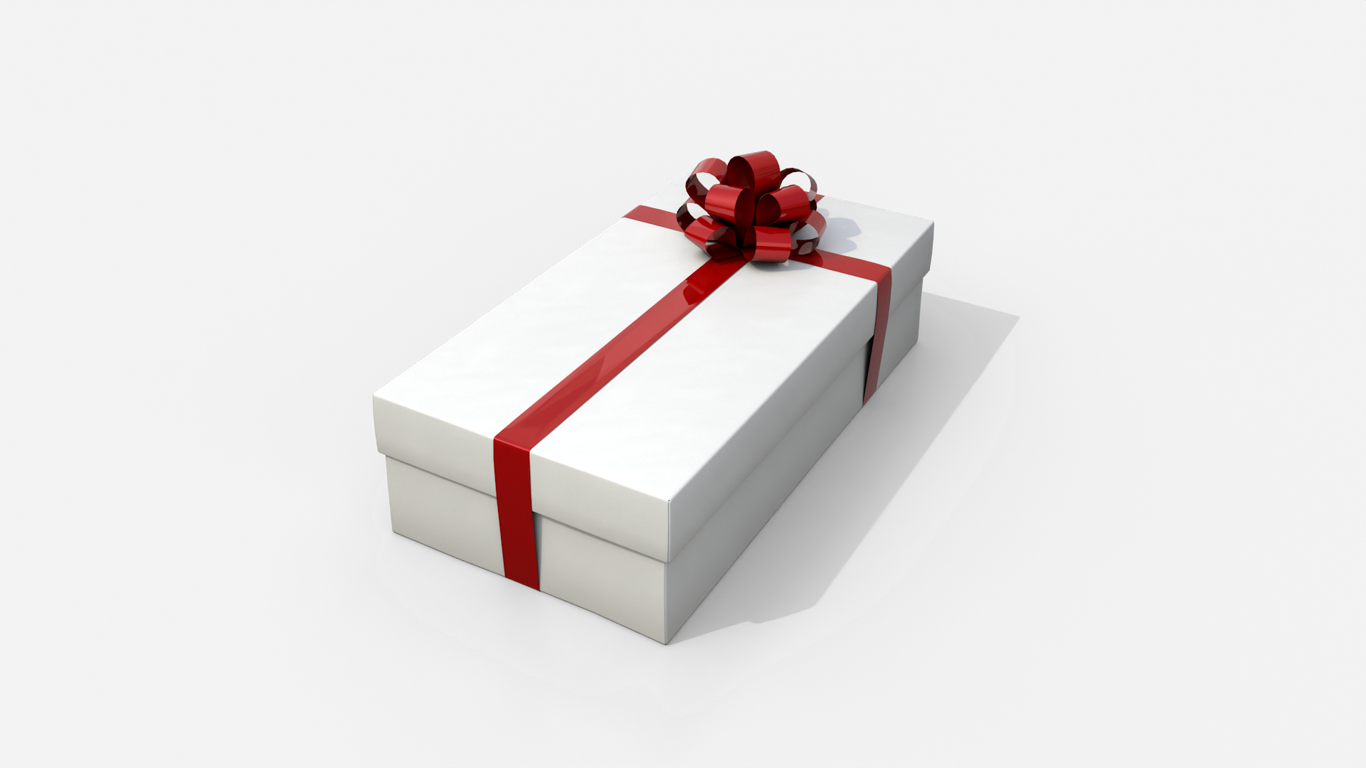 Gift Box - Low Rectangular with Tied Ribbon Rosette 3D Model