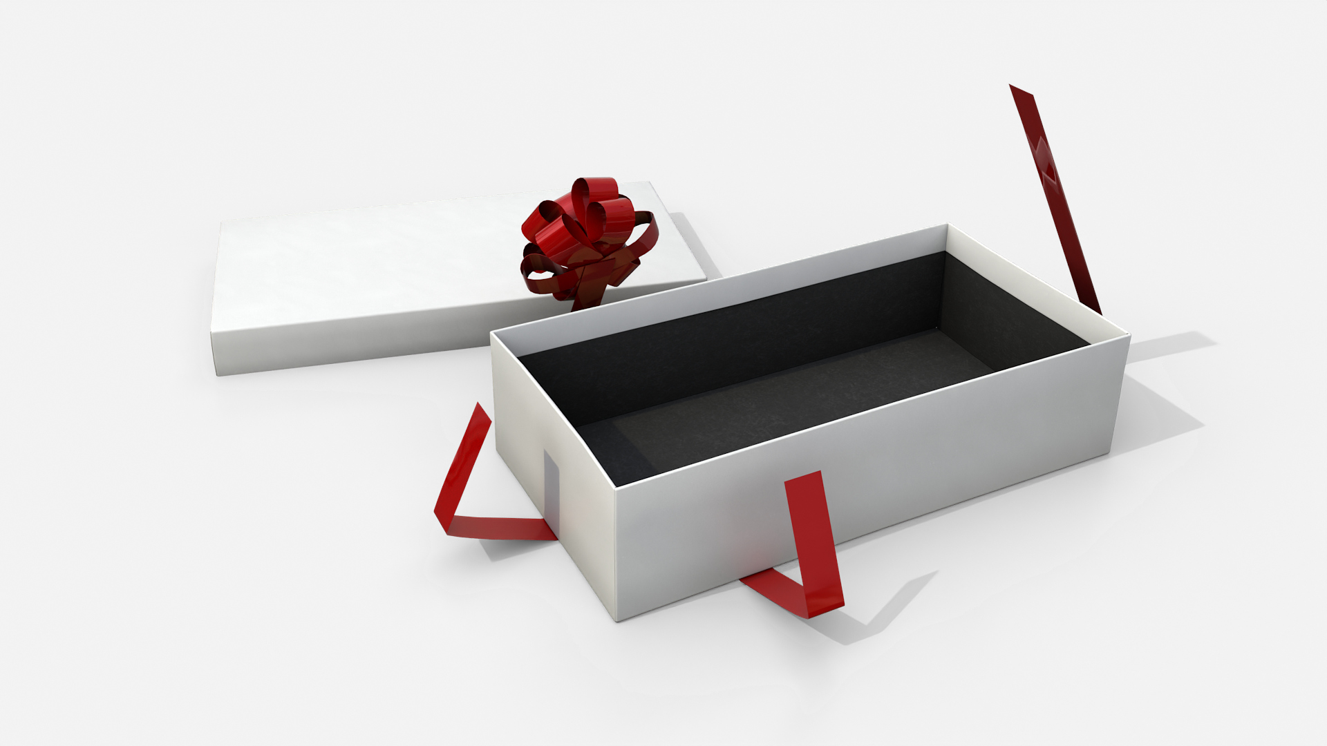 Gift Box - Low Rectangular with Tied Ribbon Rosette 3D Model