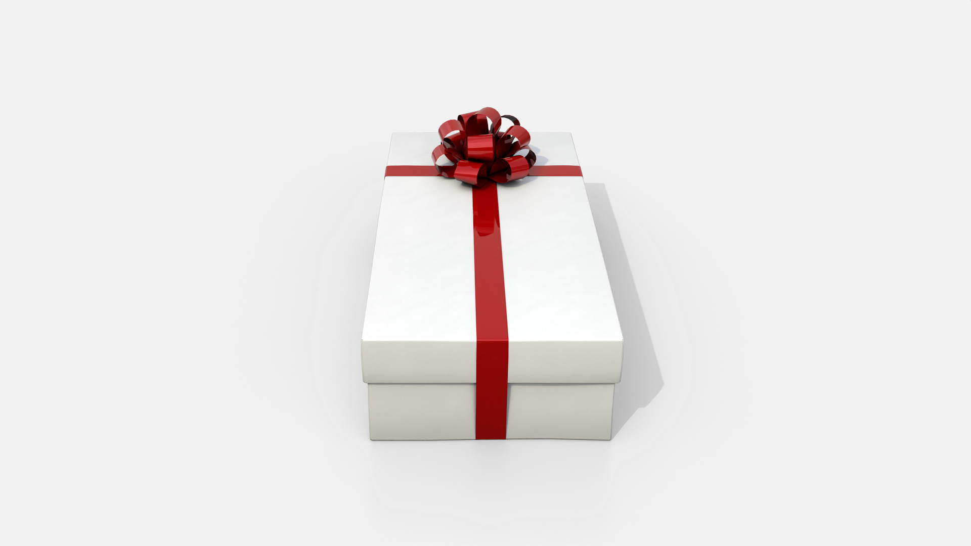 Gift Box - Low Rectangular with Tied Ribbon Rosette 3D Model