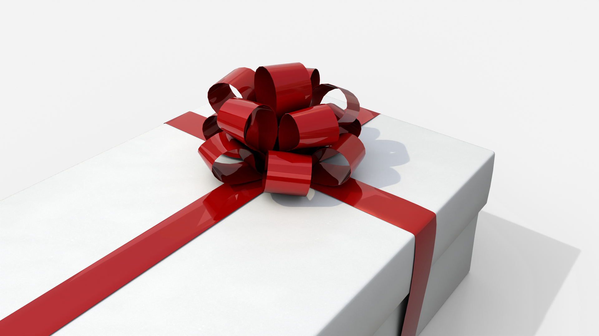 Gift Box - Low Rectangular with Tied Ribbon Rosette 3D Model