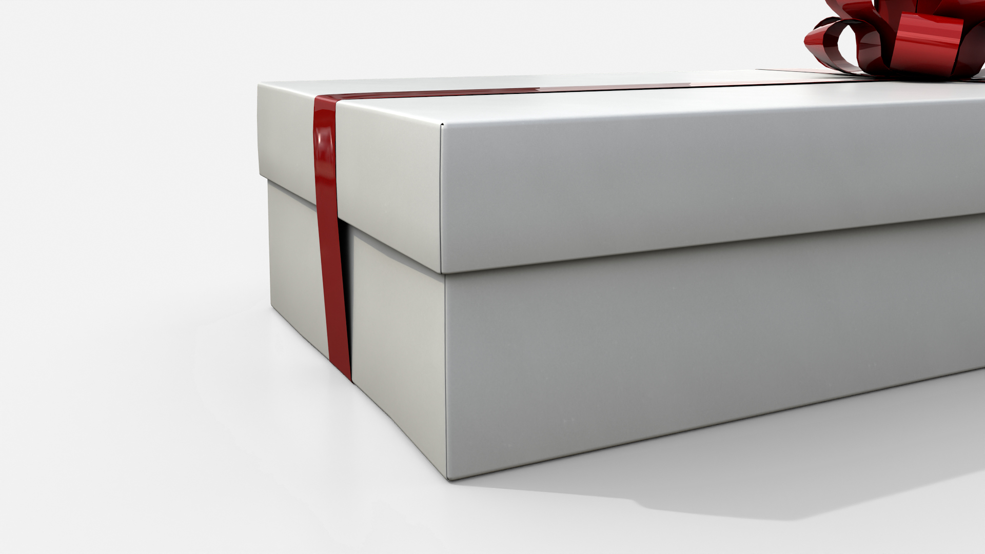 Gift Box - Low Rectangular with Tied Ribbon Rosette 3D Model