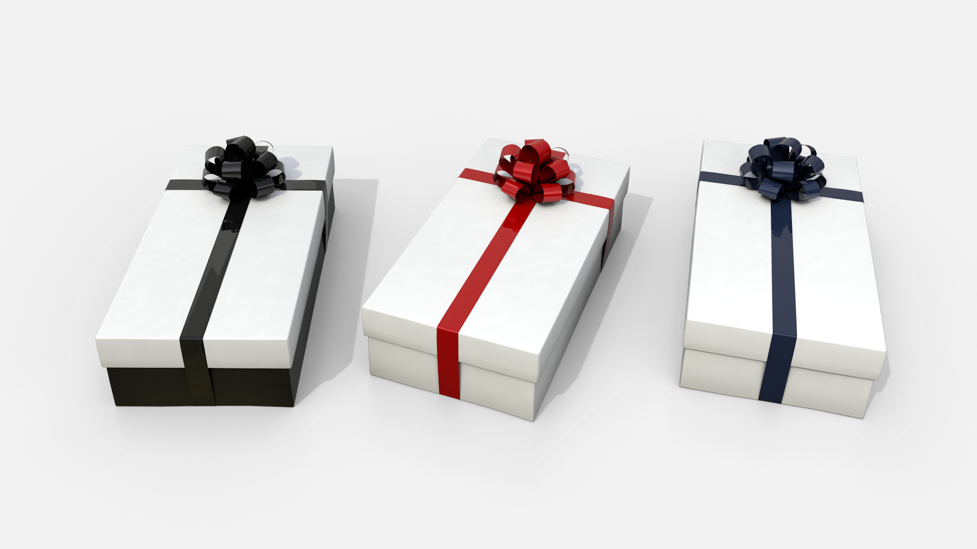 Gift Box - Low Rectangular with Tied Ribbon Rosette 3D Model