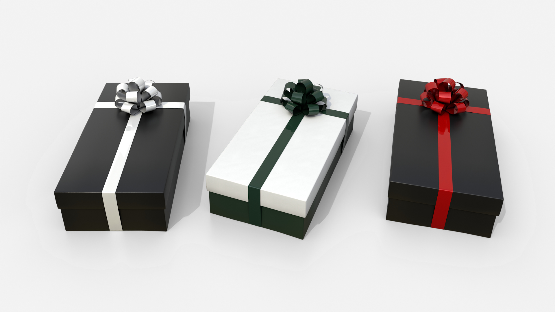 Gift Box - Low Rectangular with Tied Ribbon Rosette 3D Model