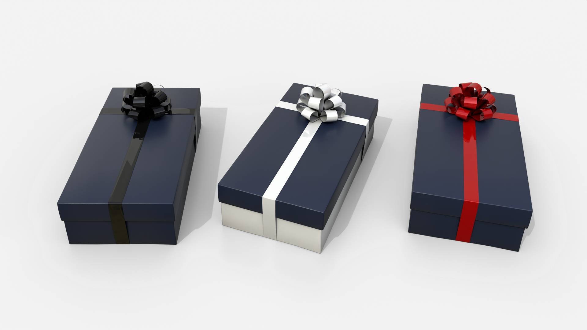 Gift Box - Low Rectangular with Tied Ribbon Rosette 3D Model