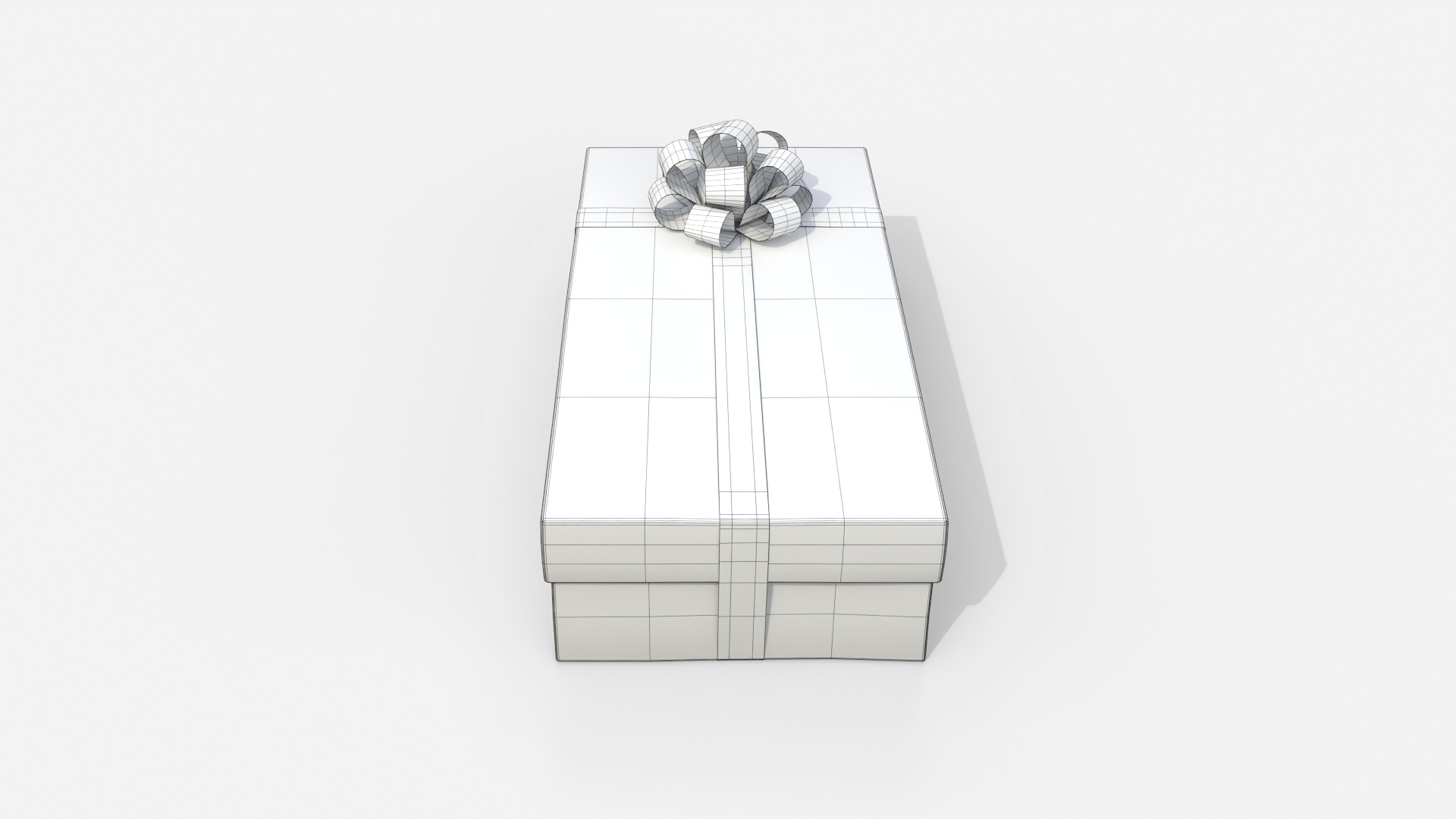 Gift Box - Low Rectangular with Tied Ribbon Rosette 3D Model
