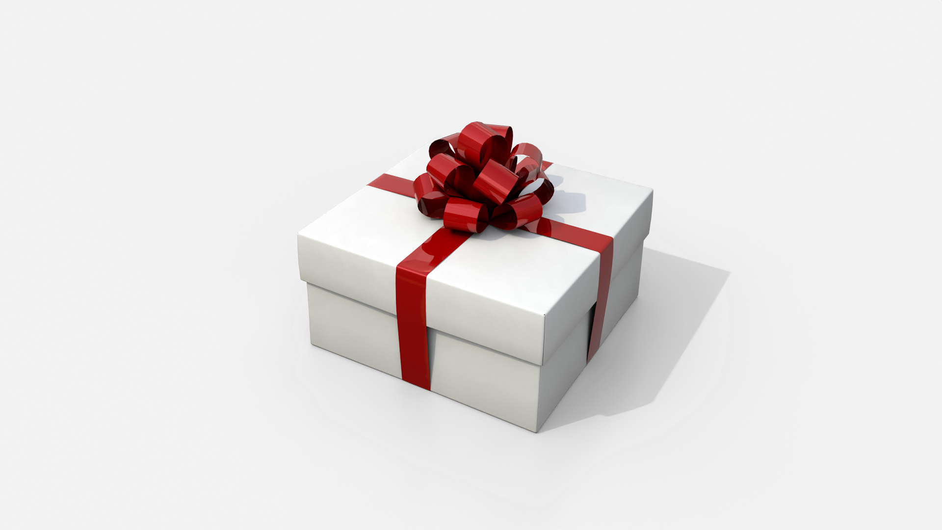 Gift Box - Low Regular with Tied Ribbon Rosette 3D Model