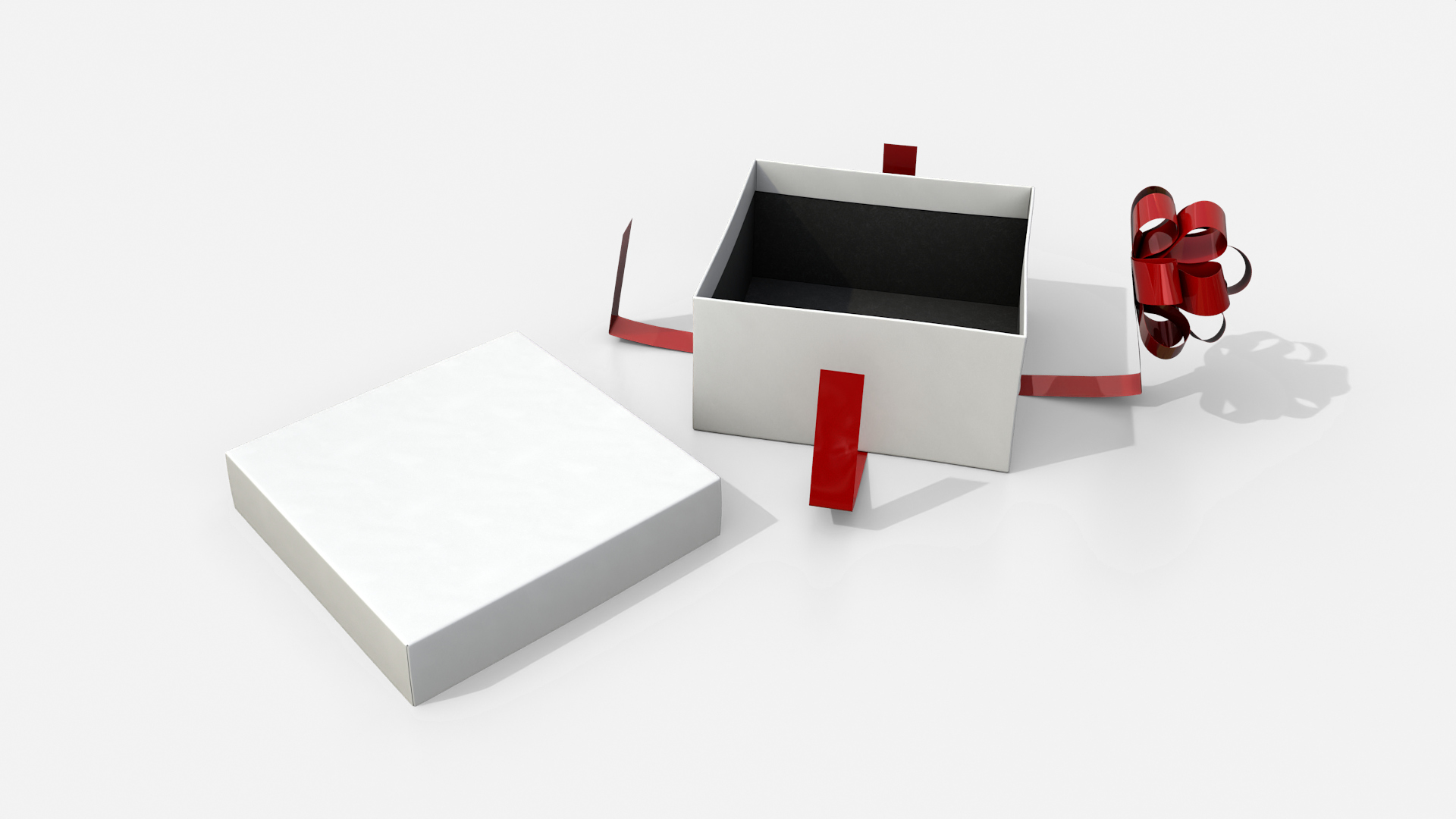 Gift Box - Low Regular with Tied Ribbon Rosette 3D Model