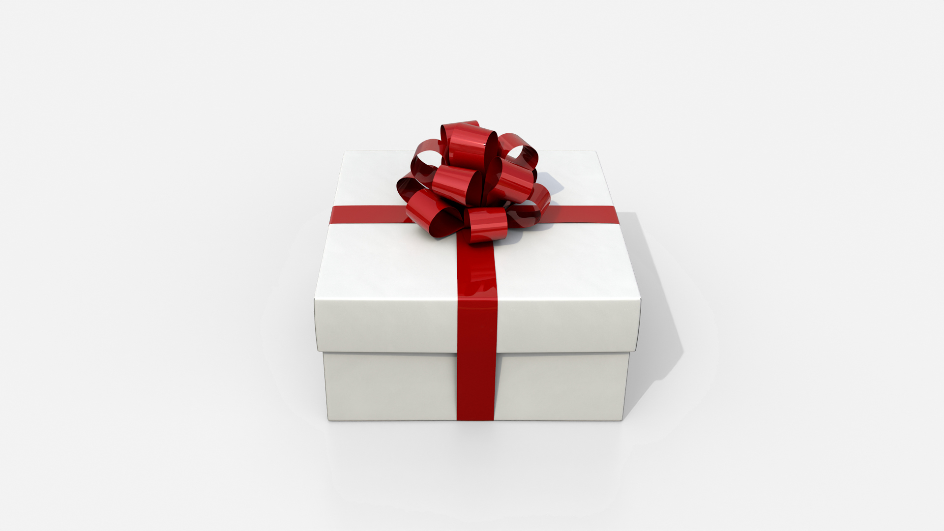 Gift Box - Low Regular with Tied Ribbon Rosette 3D Model
