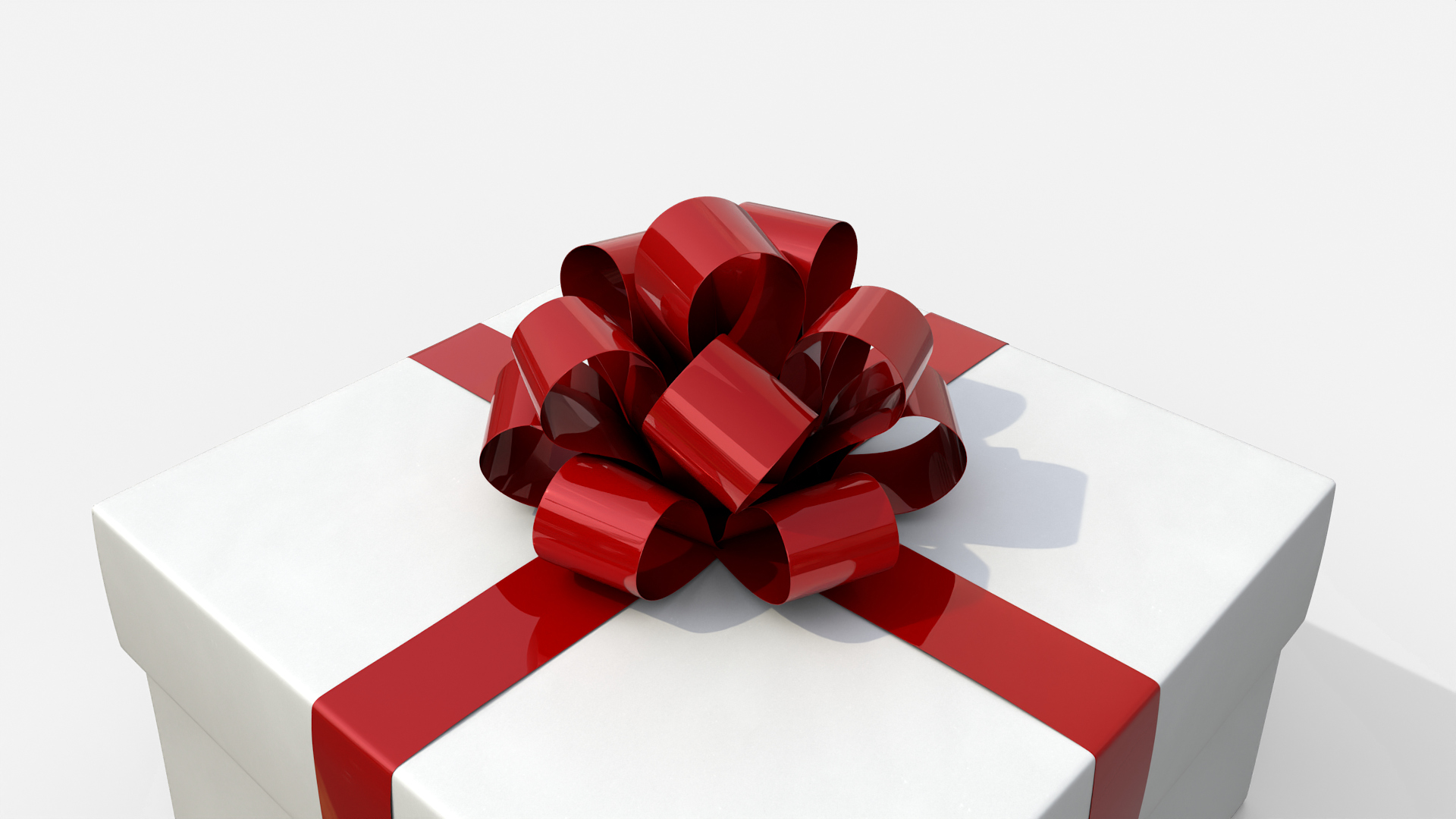 Gift Box - Low Regular with Tied Ribbon Rosette 3D Model