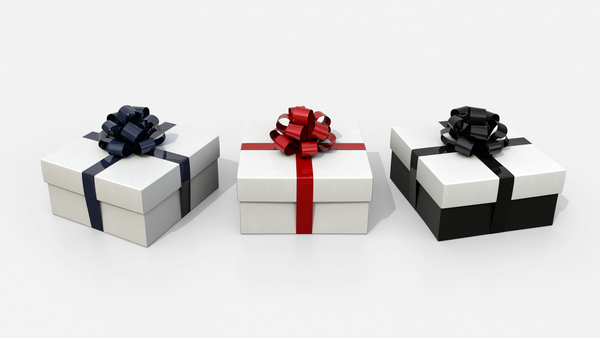 Gift Box - Low Regular with Tied Ribbon Rosette 3D Model