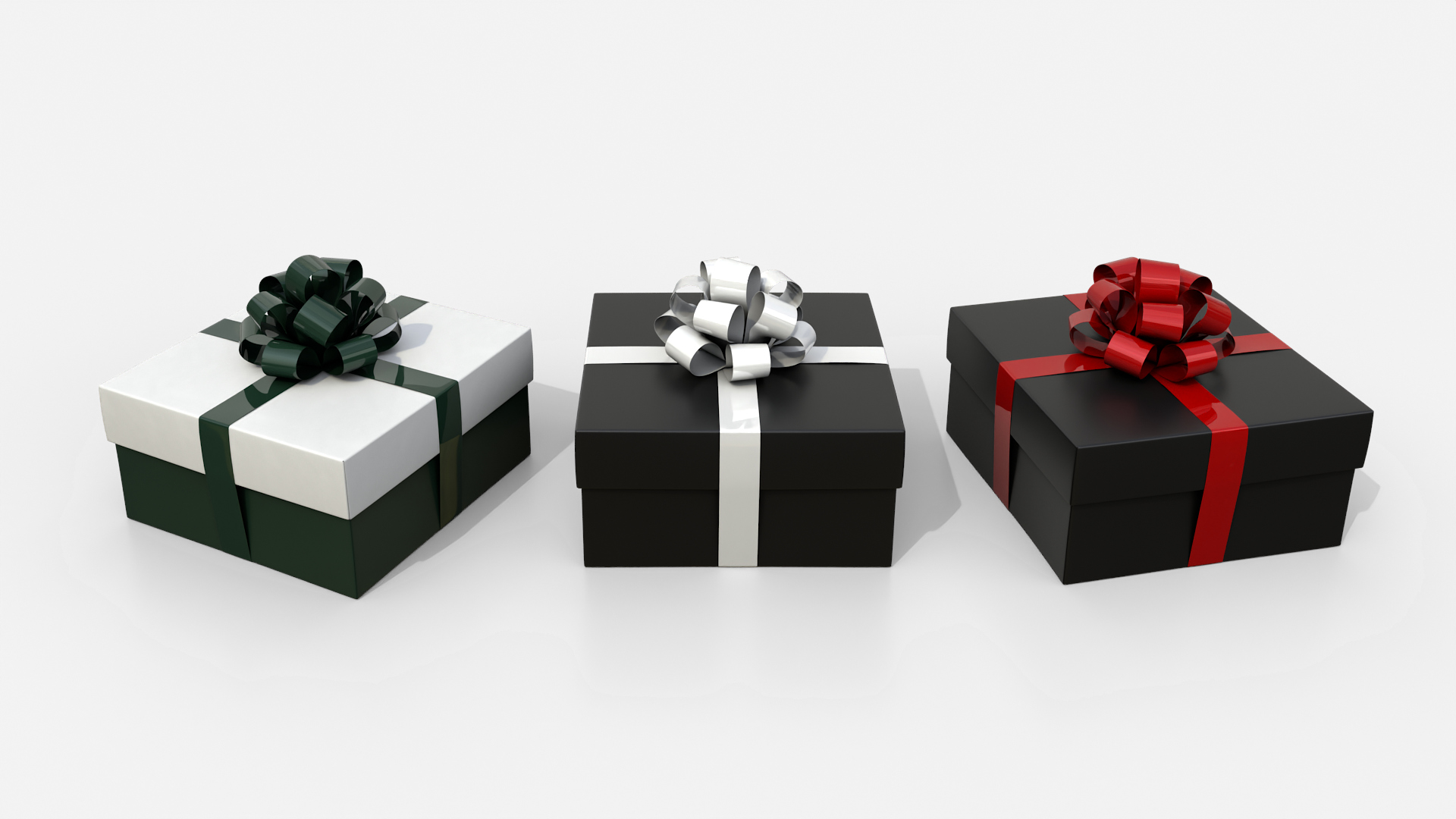 Gift Box - Low Regular with Tied Ribbon Rosette 3D Model