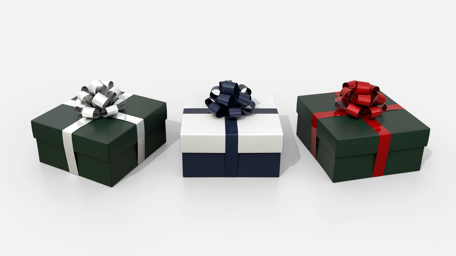 Gift Box - Low Regular with Tied Ribbon Rosette 3D Model