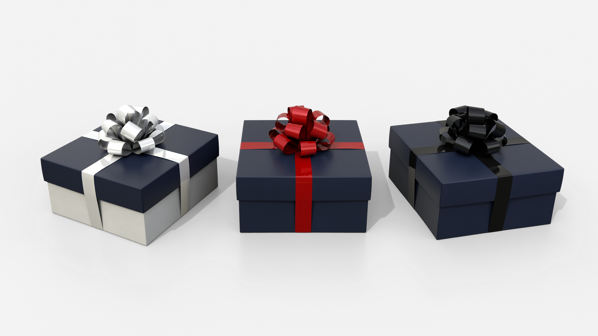 Gift Box - Low Regular with Tied Ribbon Rosette 3D Model