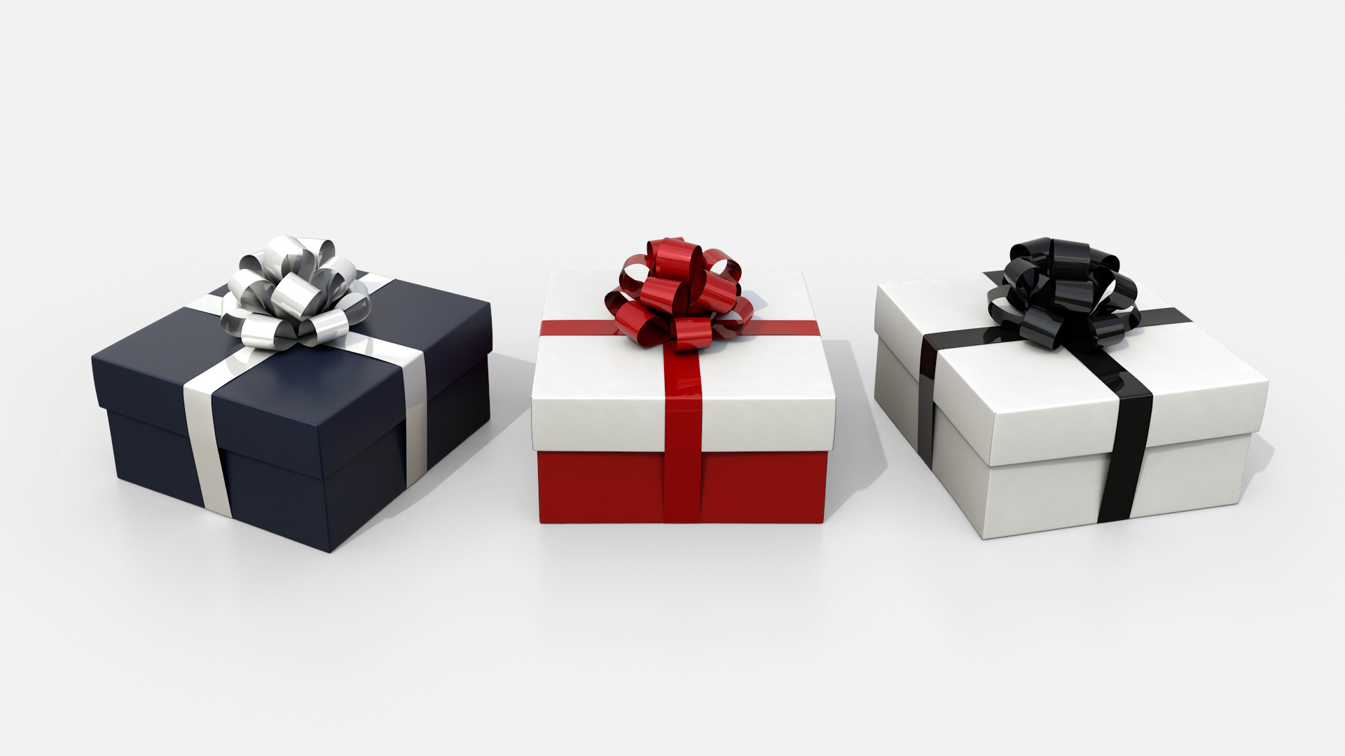 Gift Box - Low Regular with Tied Ribbon Rosette 3D Model