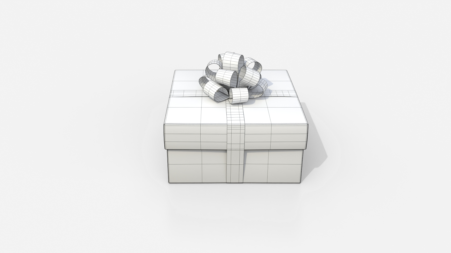 Gift Box - Low Regular with Tied Ribbon Rosette 3D Model