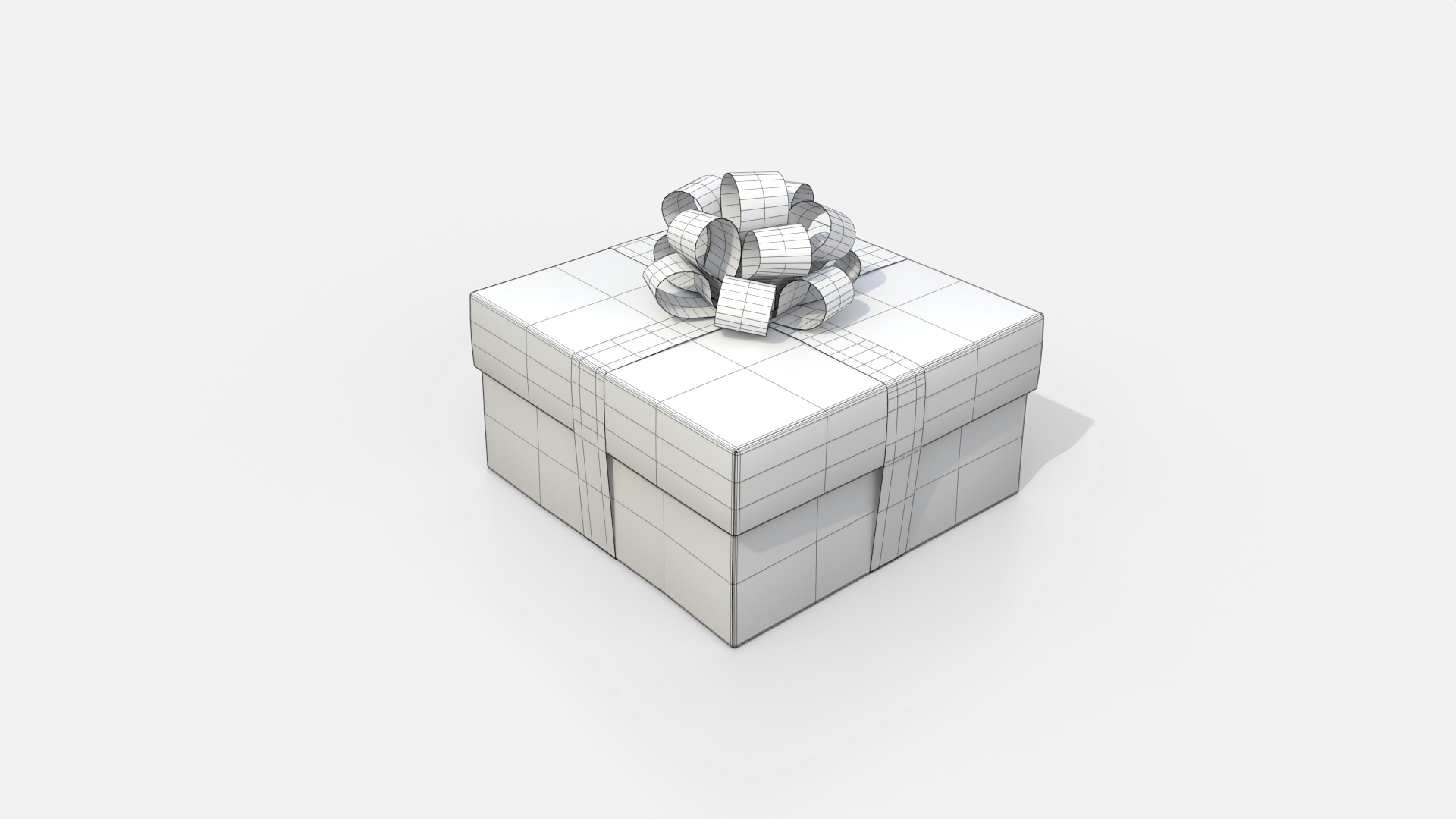 Gift Box - Low Regular with Tied Ribbon Rosette 3D Model