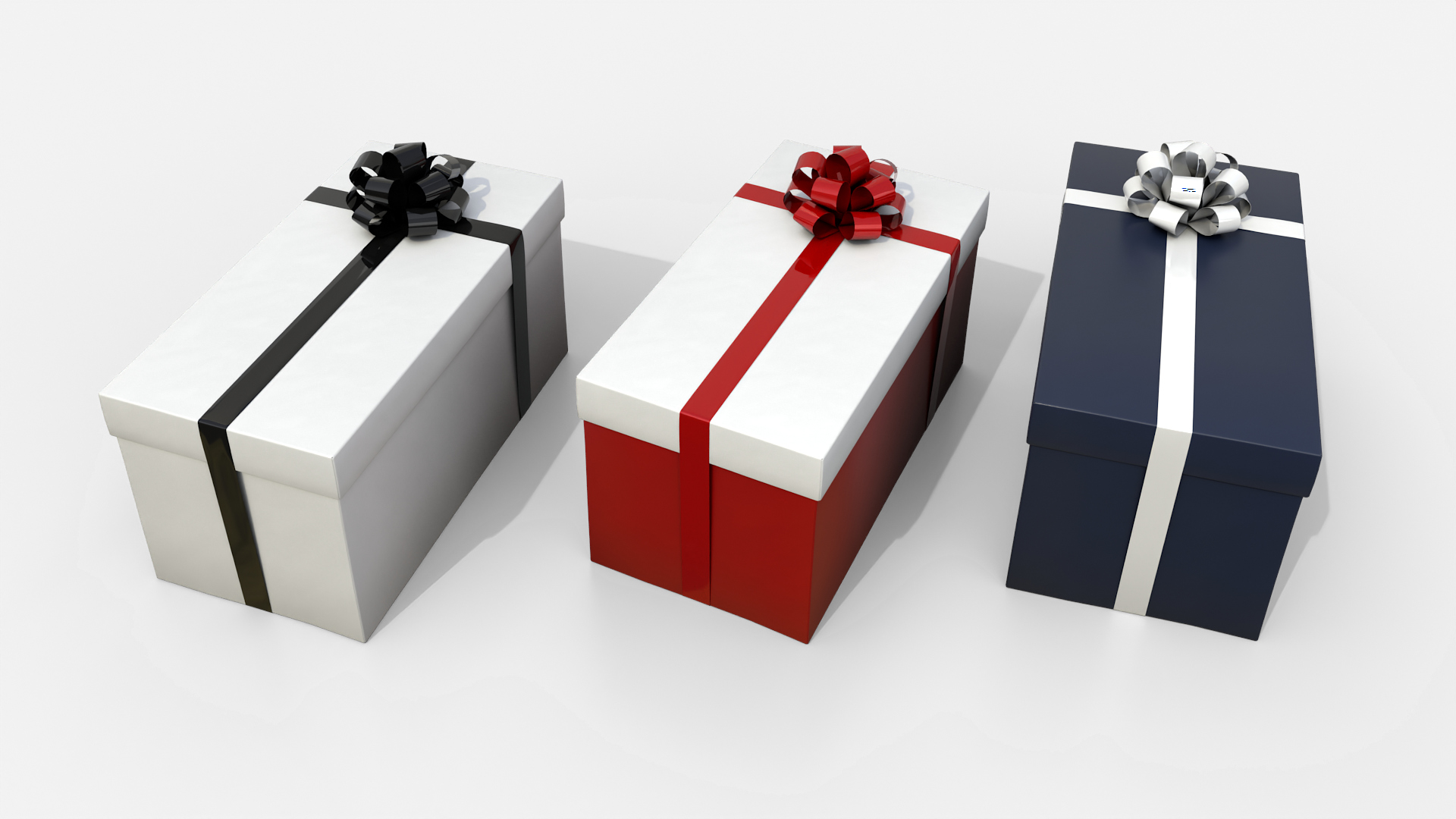 Gift Box - Rectangular with Tied Ribbon Rosette 3D Model