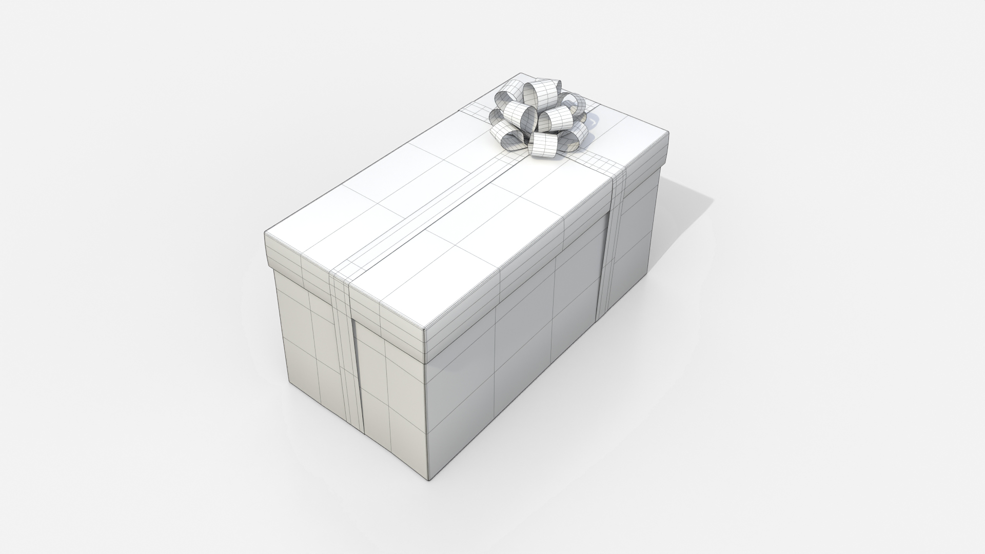 Gift Box - Rectangular with Tied Ribbon Rosette 3D Model